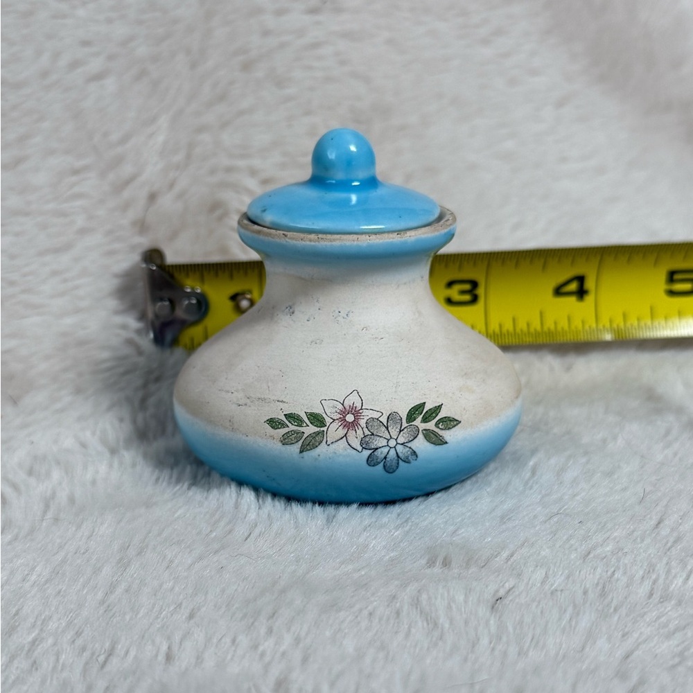 Vintage MCM Ceramic Round Bottom Small Spice Jar With Lid